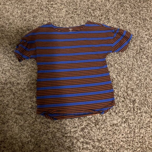 Tea Collection Other - Tea Collection Striped Shirt 10 Blue and Orange  Short Sleeve Cotton Boatneck